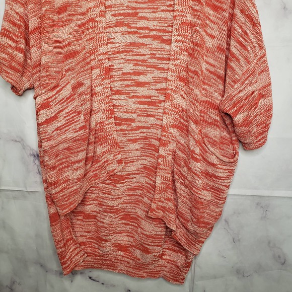 ZARA KNIT orange white space dye open front cardigan S - Picture 2 of 8